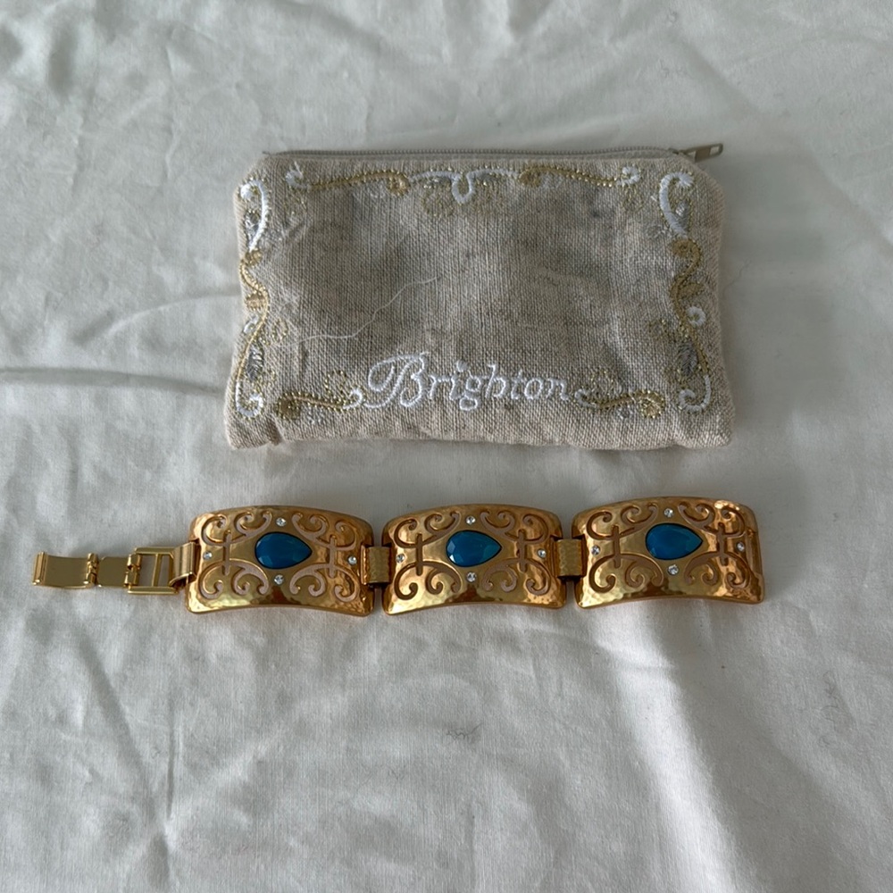 Brighton Gold and Blue Accent Cosmetic Bag